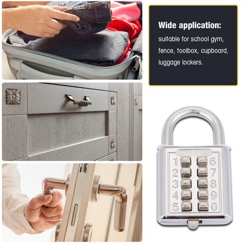 5 Digit Combination Padlock Zinc Alloy Password Lock for Door School Gym Fence - Picture 3 of 7