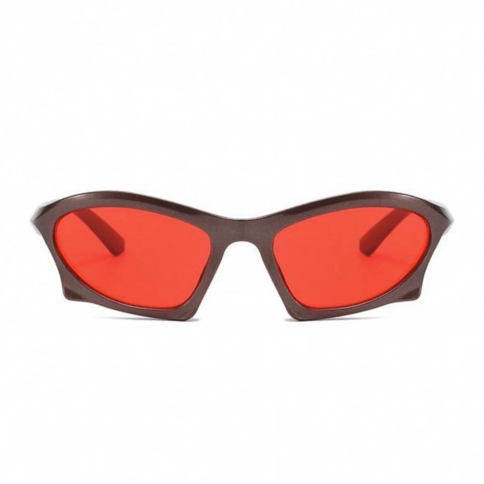 Genial Deporte Moda Envolvente Moda Rojo Murciélago Tonos Delirantes Hombres Mujeres Gafas de sol Foto 3 de 4
