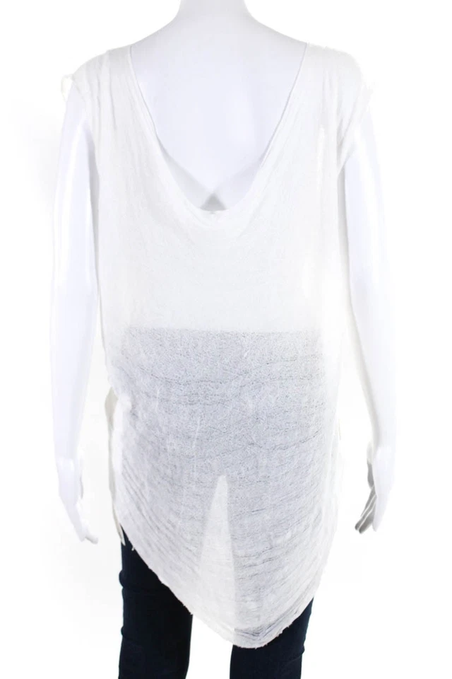 Blusa blanca Hero Crane para mujer cuello redondo ribete trenzado calce relajado talla S Foto 3 de 4