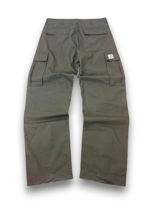 Vintage 90s Carhartt Cargo Carpenter Multi-Zip Olive Green Workwear Size 34x32