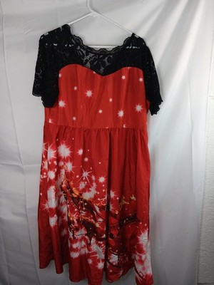 Nextmia Fashion Christmas Red Dress Santa In Deer Sleigh Size 16 Black Lace  Top | eBay