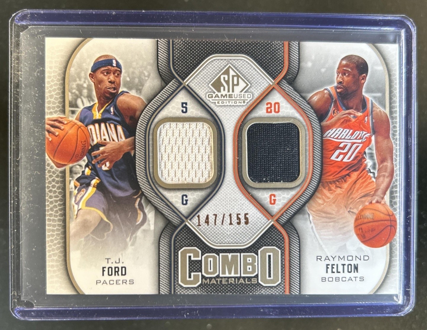 2009-10 SP Game Used T.J. Ford Raymond Felton Combo Materials 155 Jersey #/155 view 1