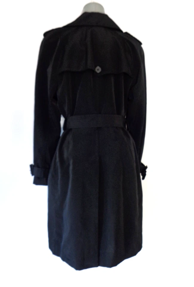 Gabardina London Fog para mujer clásica negra de doble botonadura bolsillos con cinturón talla L Foto 2 de 4