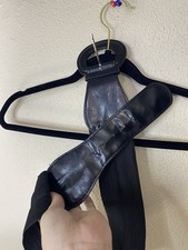 Wide Black Elastic Belt W/ Faux Leather Buckle Detail Stretch Waist