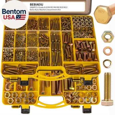 1066Pcs Metric Bolt Assortment   8.8 Grade, M4 M5 M6 M8 M10 M12 Heavy Duty Hex B