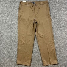 IZOD Chino Pants Mens 38x32 Straight Flat Front American Chino Brown - NEW