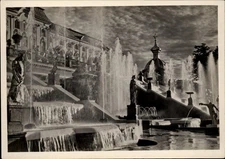 RPPC Fountains of the Grand Cascade Peterhof Russia vintage postcard q165
