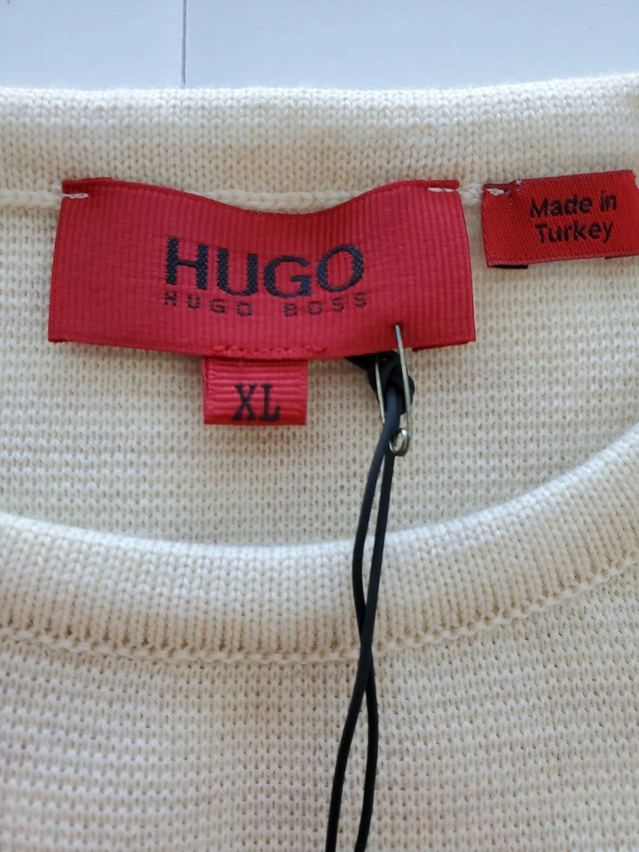 Hugo Hugo Boss Siggo Men's Sweater 100% Merino Wool W/Nylon Patches Beige Sz XL  - Image 3 of 4