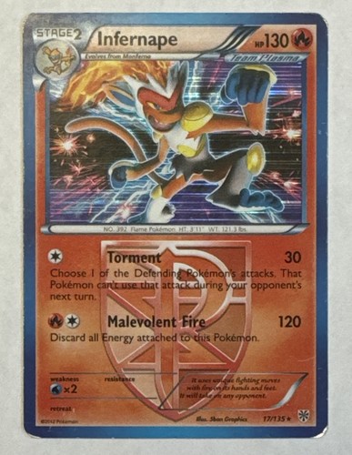 Infernape 17/135 Team Plasma Storm Holo Pokemon Card