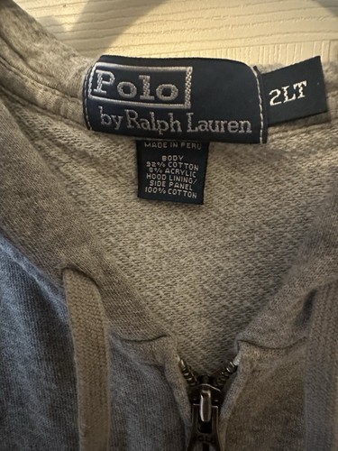 POLO RALPH LAUREN Men's Gray Cotton Fleece Zip-Up Hoodie Size 2XLT(O) - Picture 3 of 5