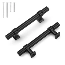 knobelite 10Pack Hole Centers 3Inch Matte Black Cabinet Handles, Stainless St...