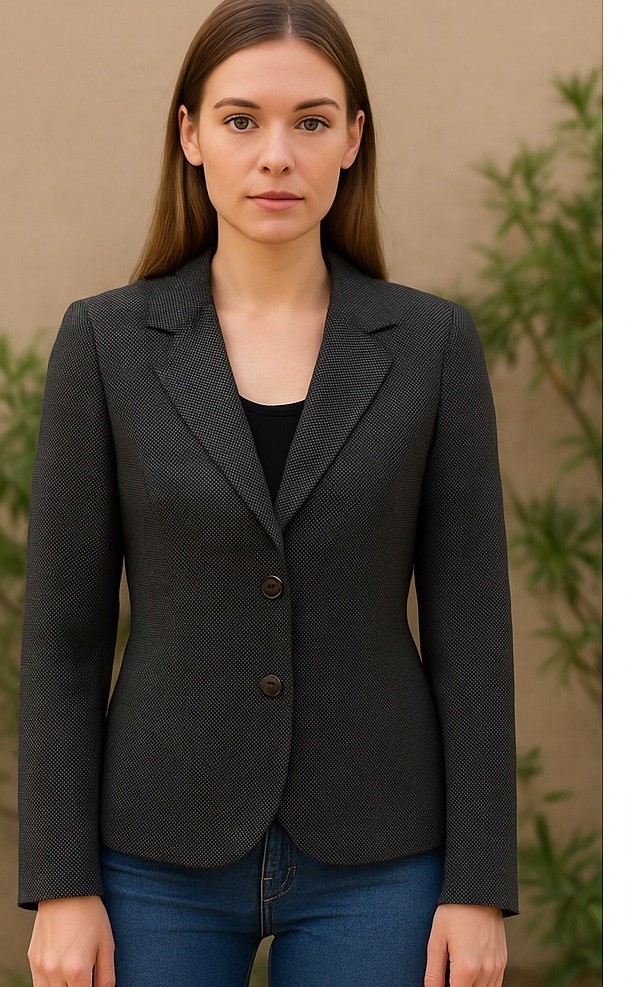 Max Mara Women’s M Wool Blazer Made In Italy Black White Mint Polka Dot Jacket