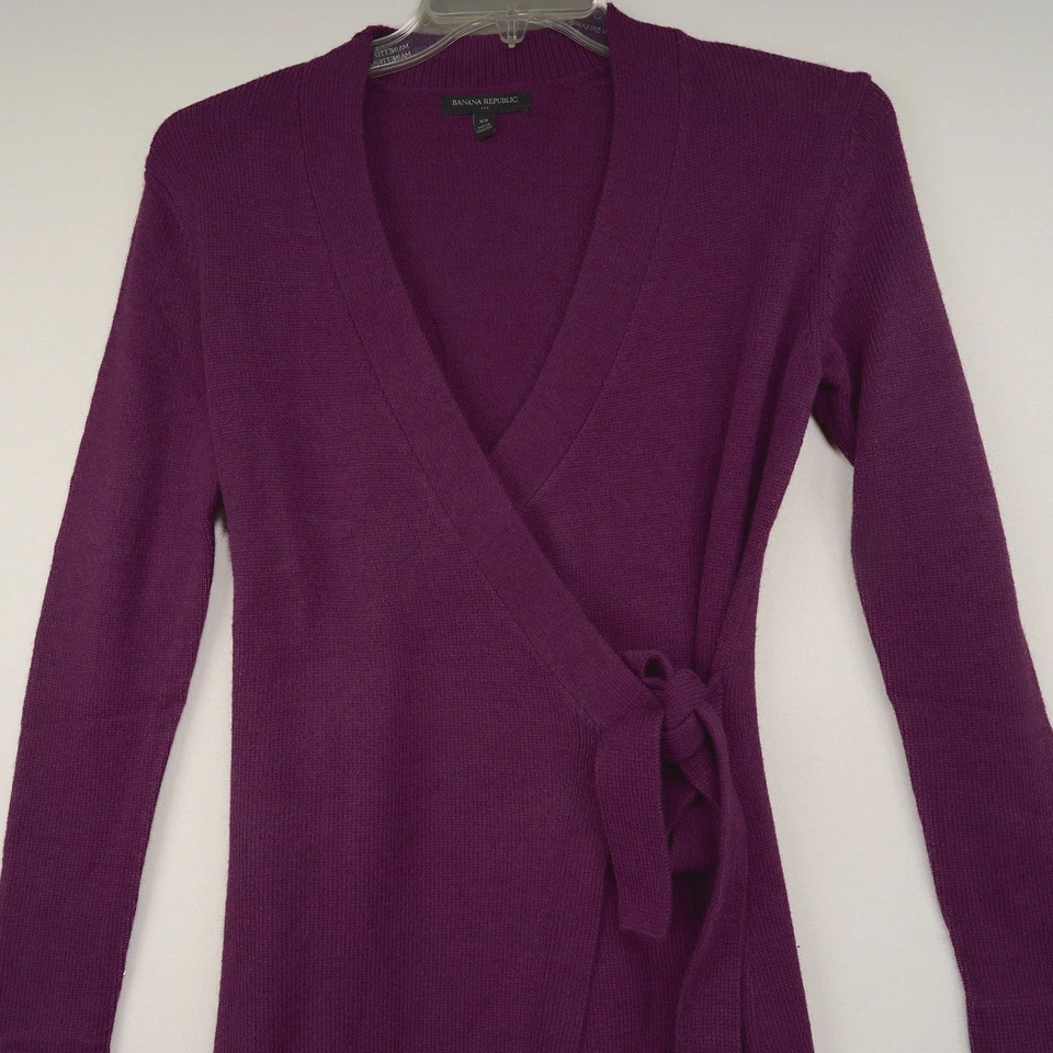Banana Republic Sweater Dress XS Purple Knit Wrap Midi Long Sleeve 2023 - Image 2 of 4