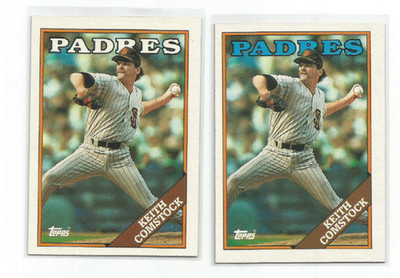 KEITH COMSTOCK (San Diego Padres) 1988 TOPPS WHITE (ERROR ) & BLUE VERSIONS #778
