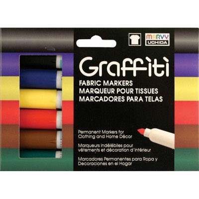 3 Pack - Uchida Graffiti Fabric Markers 6/Pkg-Primary - 560-6A