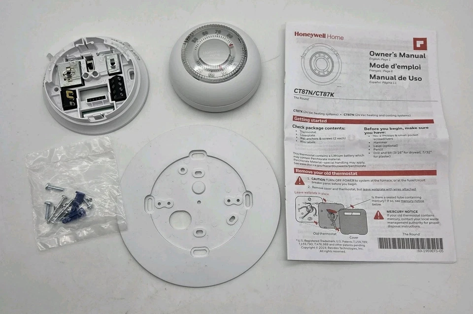 Honeywell Home CT87N The Round Termostato No Programable Blanco Sistema Control Foto 3 de 4