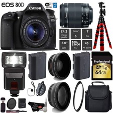 Canon EOS 80D DSLR Camera 18-55mm is STM Lens UV FLD CPL Filter Kit  Wide Ang
