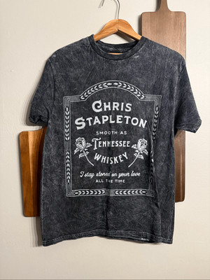 Chris Stapleton Gray Official Tennessee Whiskey Graphic T-Shirt Size Medium