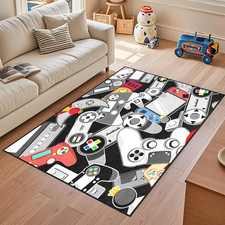 Gaming Rug for Boys Room - Game Controller Rug for Boys Room Gamer Theme Carpet