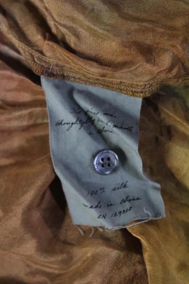 Blusa bohemia abotonada cuello alto seda púrpura mujer Raquel Allegra talla 1 Foto 4 de 4