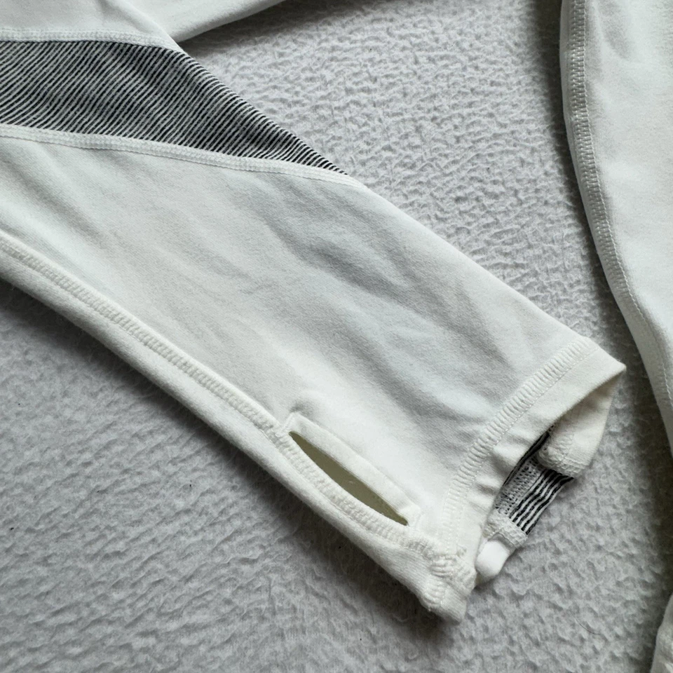 Jaqueta Lululemon Define branca com capuz com zíper tamanho 6 logotipo na manga mistura de náilon - Imagem 4 de 4