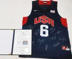 2012 USA Team Autographed #6 LeBron James Jersey COA, Kobe Bryant, Harden