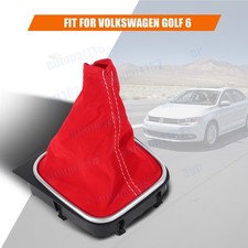 Car Shift Knob Shifter Boot Cover Red velvet White Line For Volkswagen Golf 6