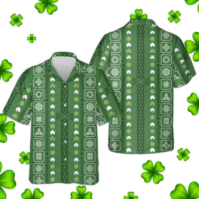 St Patricks Day Shamrock Hawaiian Shirt Tropical Aloha Vibes