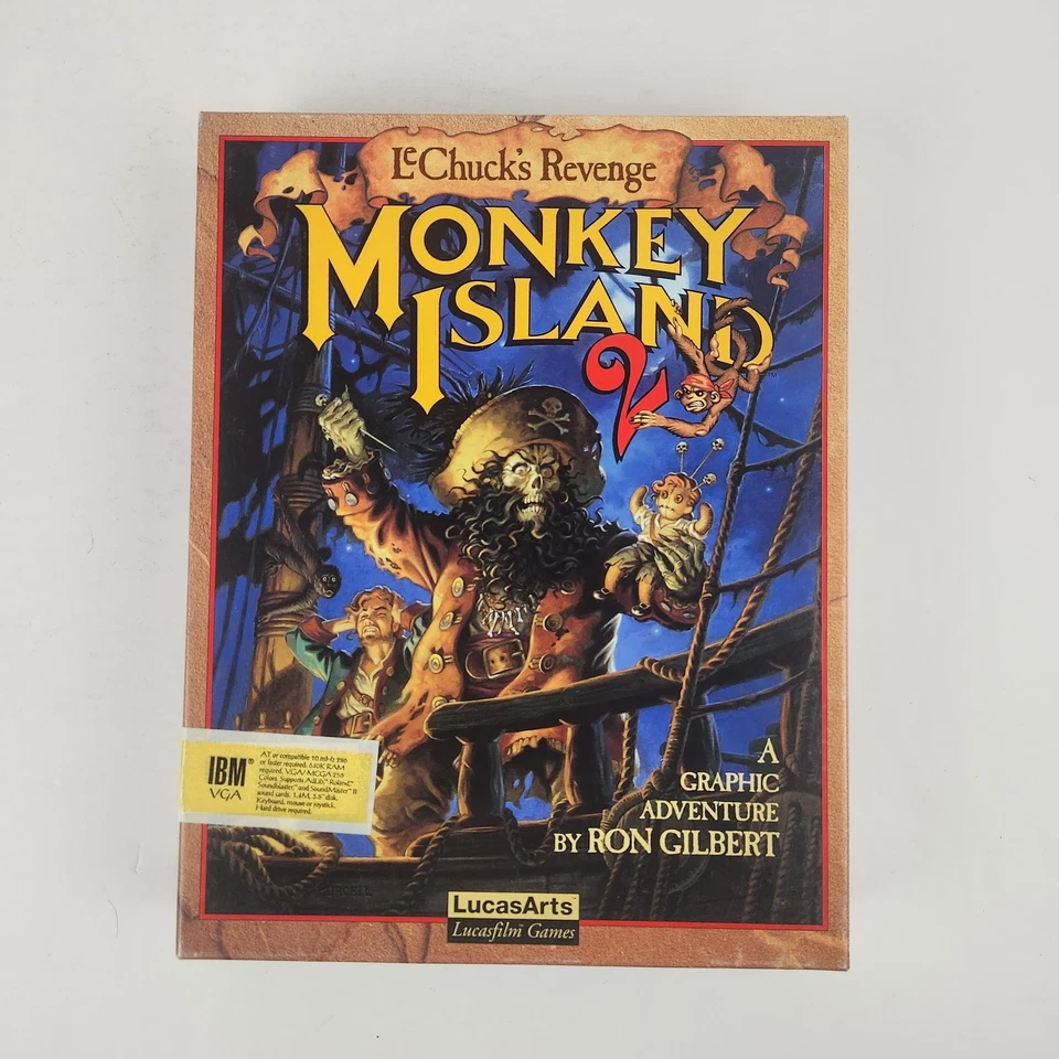 Monkey Island 2 Le Chuck's Revenge PC 5 Disks 3.5 Lucasfilm Big Box COMPLETE - Image 2 of 4