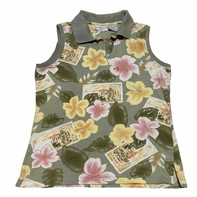 Polo Shirt Medium Tropical Floral Sleeveless postcard print By JACLYN SMITH Teen