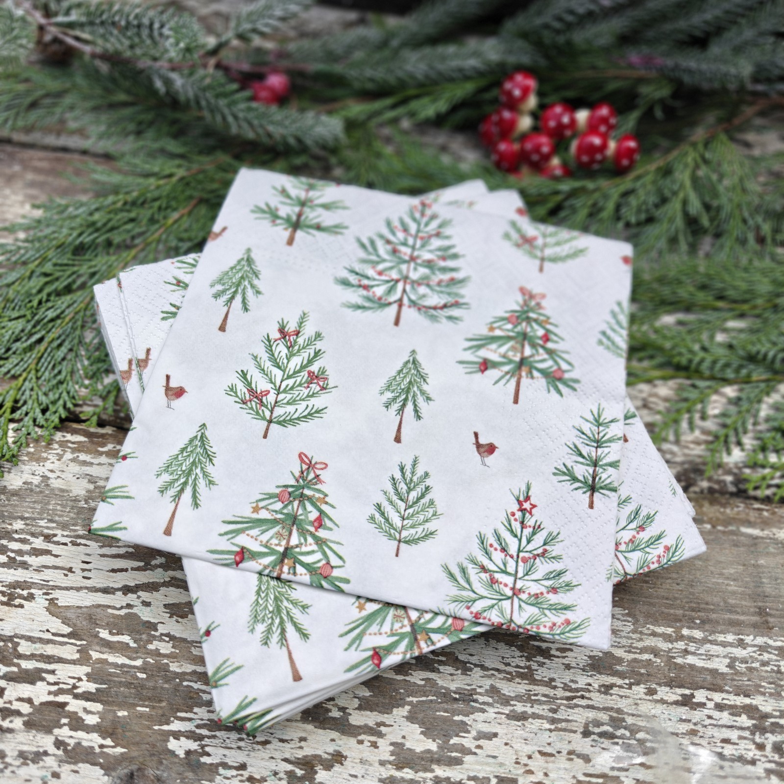 20 x Gisela Graham Scandi Trees Festive Christmas Paper 3 Ply Napkins