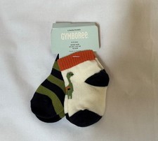 NWT Vtg Gymboree 2 pair socks Dino Dude dinosaur striped 0-3 months fit shoe 01