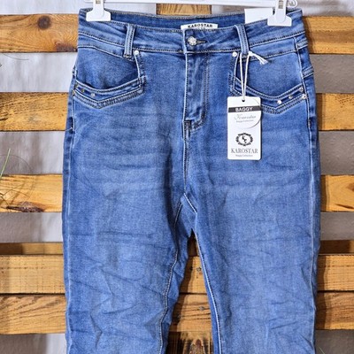 KAROSTAR DAMEN JEANS DENIM COLLECTION BAGGY BLUE  HOSE Gr. 36 BIS 46 KM2922 TOP