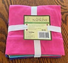 Set of 12 Colorful Cotton Napkins