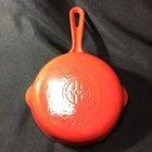 Griswold Cast Iron Red & Cream Enameled #3 Skillet Erie PA 709 I Small Block