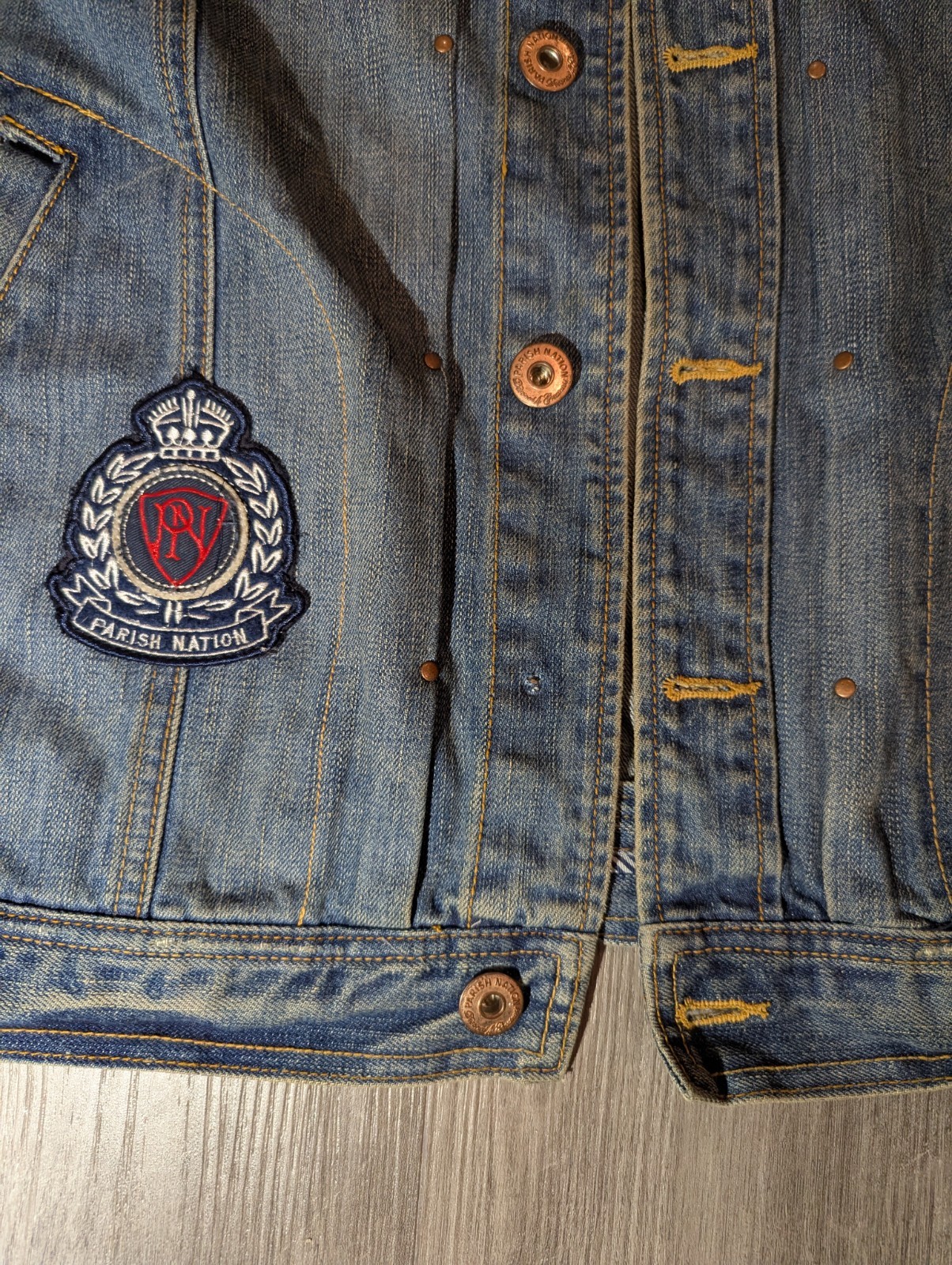 PARISH Nation Patchwork Denim Jacket Size 2XL - image 14