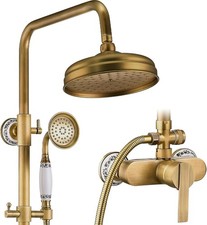 Duscharmatur Messing Antik 20 cm Kopfbrause Handbrause Wandmontage