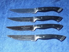 4 LONGHORN STEAKHOUSE Steak Knives, heavy weighted, w/ Logo, Serrated 10.75" 