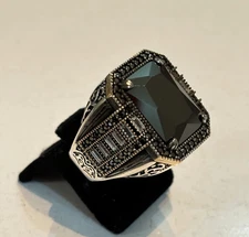 Handmade Sterling Silver Onyx Men's Ring: Ottoman Style Jewelry Gift