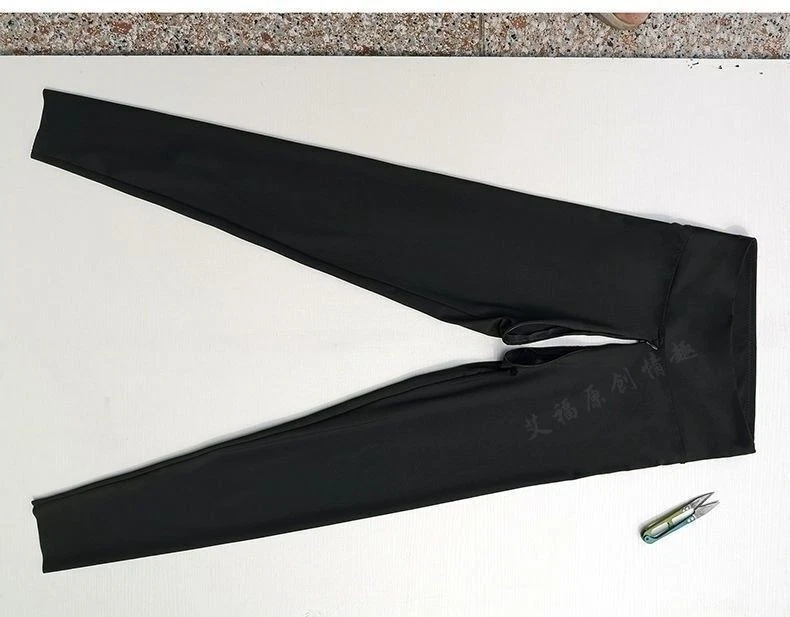 Invisible Zipper Open Crotch Black Leggings Outdoor Plus Size Women Yoga Pants - Image 4 of 4