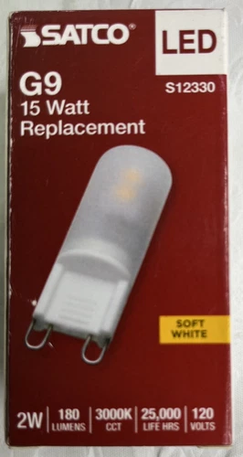 SATCO G9 15 Watt LED Replacement Bulb- Soft White, 2, Frosted, 180 Lumens, 3000K - Picture 3 of 8