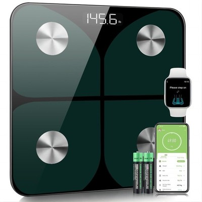 Personenwaage Digital Bluetooth Körperfettwaage APP Waage 180 kg Dunkelgrün DHL
