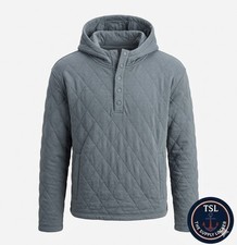 Lands End Quilted Pullover Hoodie Light Blue Women s Medium NWT