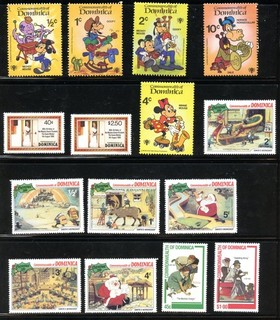 LOT 36216 MINT NH/HR OG COLLECTION OF EIGHTY TWO STAMPS FROM DOMINICA