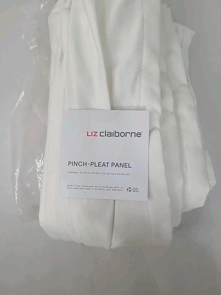 Liz Claiborne Supreme Pinch Pleat Back Tab Light-Filtering Panel 50"x95"/ White - Image 4 of 4