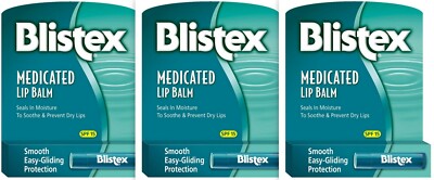 Blistex Medicated Lip Balm Stick 0.15oz ( 3 pack ) green --