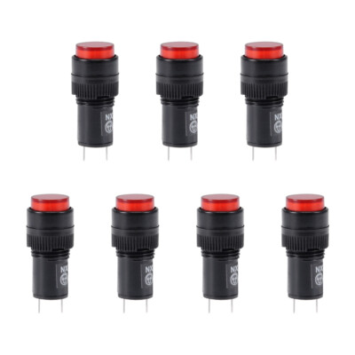 Indicator Lights DC 12V, NXD-212 Red Neon, Flush Panel Mount 15/32'' 12mm, 7Pcs