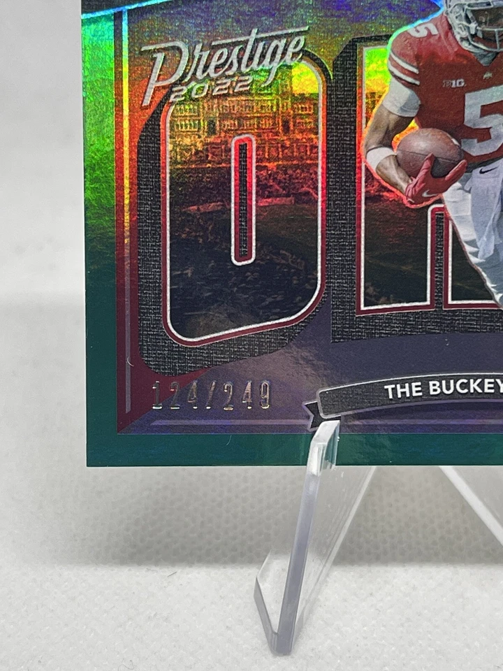 GARRETT WILSON 2022 Panini Prestige Seasons Greetings Green Parallel /249 JETS - Image 2 of 3