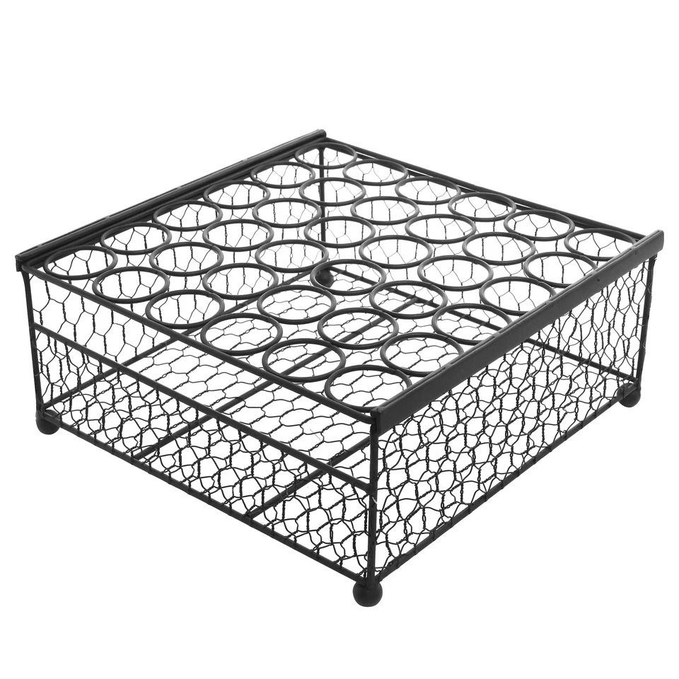 MyGift 2 Tier Rustic Black Chicken Wire 36 Eggs Display Tray and Storage Basket - Image 3 of 4