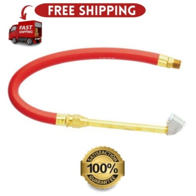 MILTON Dual Head 12 Inch Red Rubber Hose Whip 1/4 NPT MIL527 for Air Tools